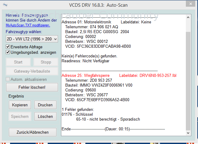 VAG Vw Audi Seat Skoda Login Code Logincode Auslesen Ermitteln Wegfahrsperre 