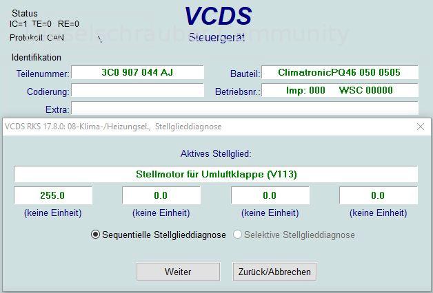 Stellmotor der Umluftklappe V113 ohne Sollwert.JPG
