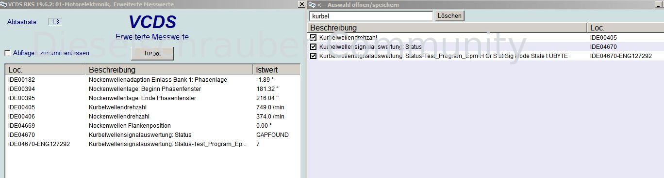 Verifica fasatura VCDS: Audi A6 3.0 TDI Steuerzeitenprüfung.JPG